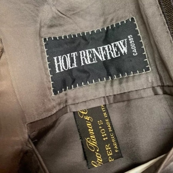 VINTAGE 90s CANALI LORO PIANA Men Blazer 110’s 56R Wool Brown Italy PINSTRIPES - Picture 3 of 12